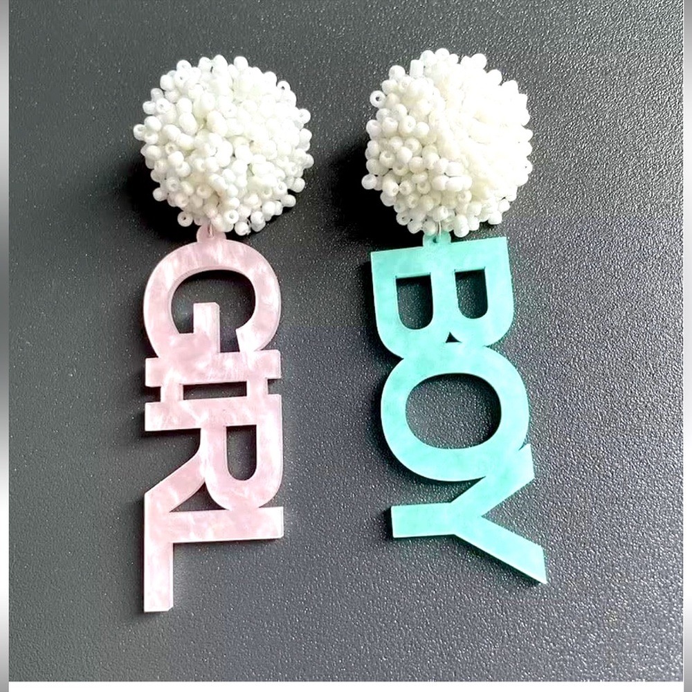 Gender reveal earrings